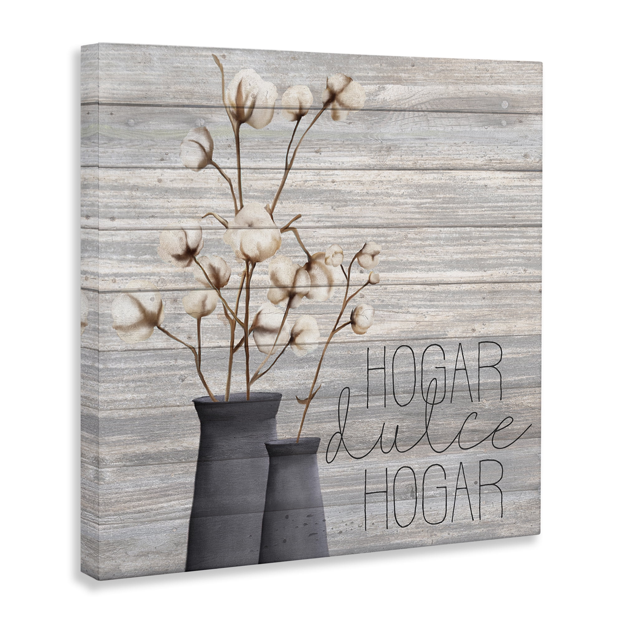 Stupell Industries Hogar Dulce Hogar con Algodón Inspirational Quotes & Sayings Painting Wrapped Canvas Art Print Wall Art, 30 x 30