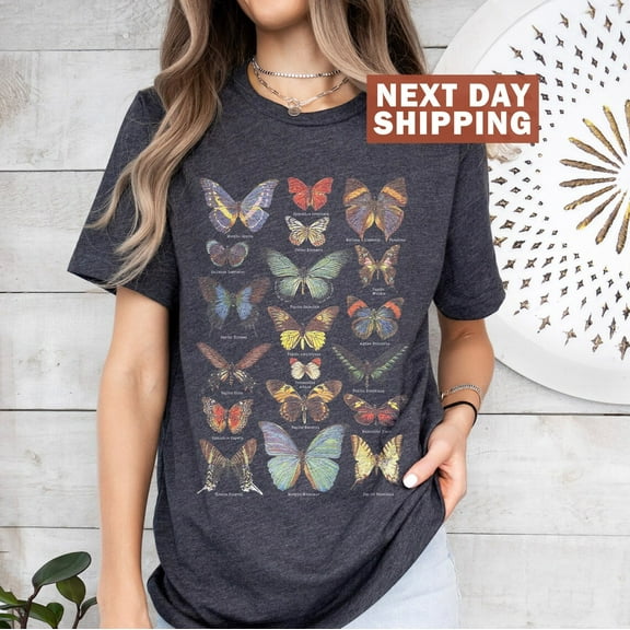 Sam Soft Vintage Butterfly & Moth T-shirt, Cottagecore Aesthetic Shirt, Butterfly Shirt, Nature Lover Tee, Cute Summer Shirt For Woman, Gift For Her