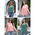 thumbnail image 6 of VOGRACE Plus Size Tops for Women Summer Square Neck Tanks Floral Pleated Shirts Coral 4XL, 6 of 7