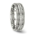 thumbnail image 5 of Auriga Fine Jewelry Stainless Steel Polished and Textured 7 mm Grooved Band for Women Size 10.5, 5 of 6