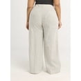 thumbnail image 3 of Scoop Women's Plus Tailored Linen Blend Wide Leg Pants, 32" Inseam, Sizes 14W-28W, 3 of 5