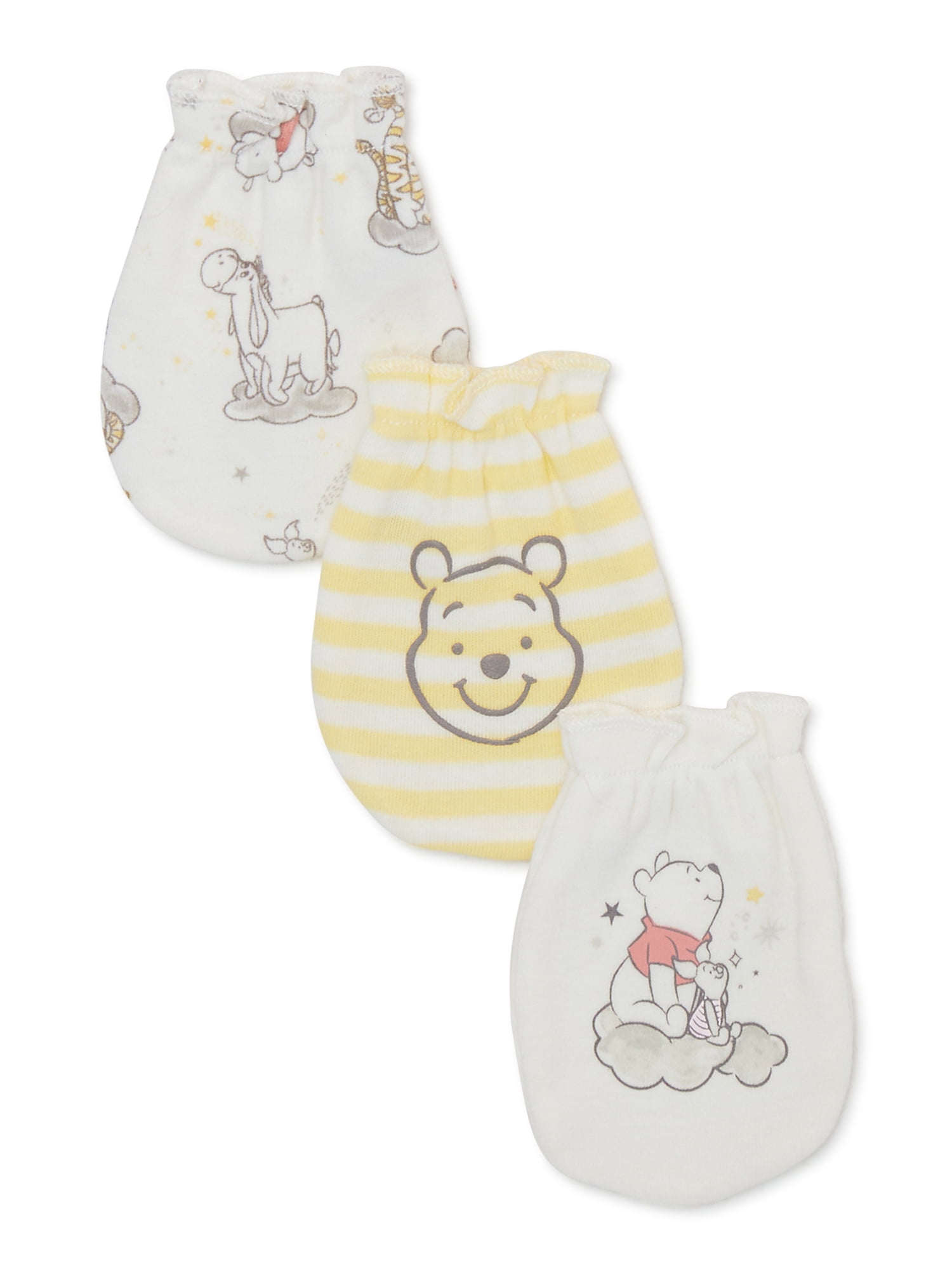 Disney Baby Wishes + Dreams Winnie the Pooh Baby Boys and Girls Unisex Mittens Caps, 3-Pack