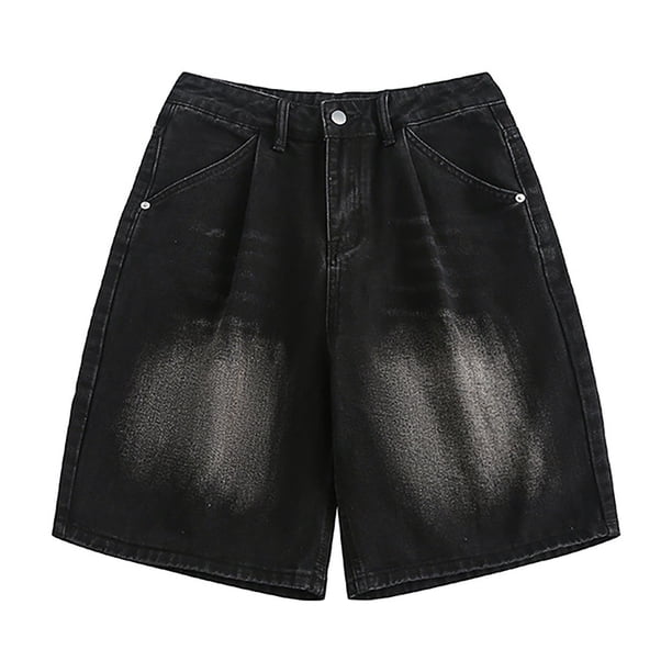 Baggy Jean Shorts for Men Summer Wide Leg Loose Fit Casual Jorts
