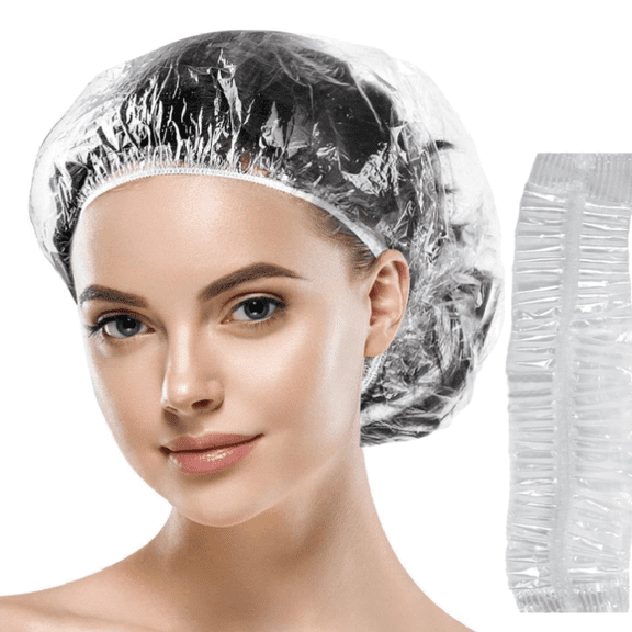 Disposable Shower Caps, Plastic Clear Hair Cap Large Thick Waterproof Bath Caps for Women, Hotel Travel Essentials Accessories Deep Conditioning Hair Care Cleaning Supplies (One Size, Count, 40)