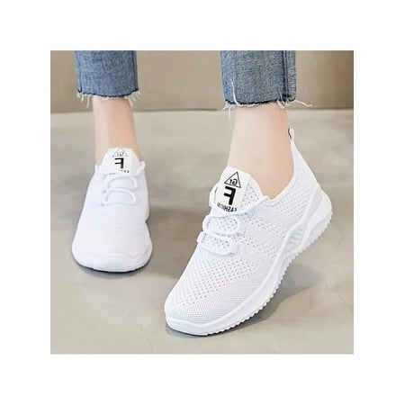 Four Seasons Women s Breathable Knit Sneakers Casual Lace-Up Outdoor Shoes Lightweight Low-Top Running Shoes 2026