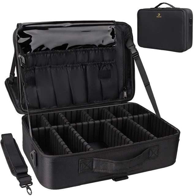 Estuche de maquillaje Relavel, grande, profesional, impermeable con correa