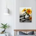 thumbnail image 3 of Nawypu  Sunflower Canvas Wall Art Yellow and Grey Painting Relaxing Zen Stone Pictures Print Artwork for SPA Bathroom Yoga Room Bedroom Decoration Framed, 3 of 4
