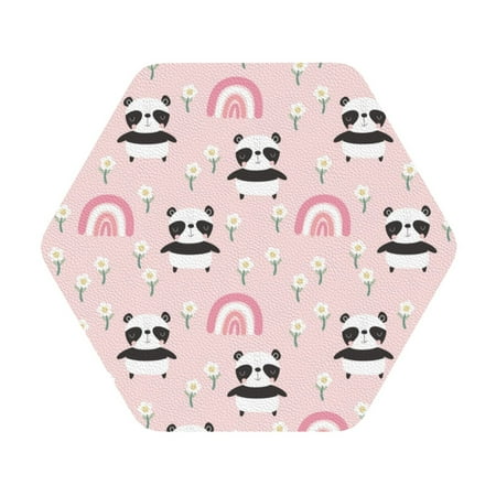

Salouo Cute Cartoon Panda Print Round Coaster Drink Coasters Leather Bar Beer Beverage Coasters for Drinks Set of 4 for Tabletop Protection Coffee Table Decor