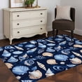 thumbnail image 4 of Summer Watercolor Style Washable Area Rugs 4'x6', Blue Ocean Brown Shell Nautilus Low Pile Throw Living Room Rug Non-Slip Sturdy Edge Binding Carpet for Indoor Entryway Bedside Kitchen, 4 of 9