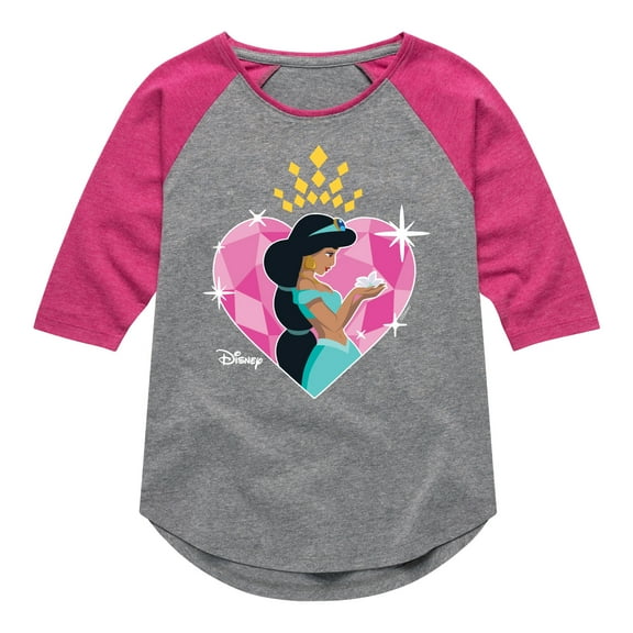 Disney Princess - Jasmine Heart - Valentine's Day - Boys and Girls Youth Girls Raglan Graphic T-Shirt