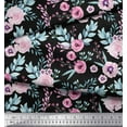 thumbnail image 2 of Soimoi Black Cotton Duck Fabric Anemone & Pink Flower Floral Fabric Prints By Yard 42 Inch Wide, 2 of 3