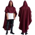 thumbnail image 3 of Capa con capucha de caballero Medieval para Halloween para hombre, abrigo con dobladillo alto y bajo, Jersey fruncido, capa, disfraz gótico renacentista de mago vampiro, 3 of 5