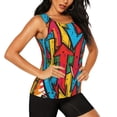 thumbnail image 2 of Balery Colorful Arrow Graffiti Pattern Camiseta sin mangas estampada ligera para mujer, tops de entrenamiento sin mangas, camisetas de yoga transpirables de secado rápido.-X-Large, 2 of 7