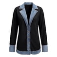 thumbnail image 6 of Breezora Women's Denim Patchwork Corduroy Cardigan Lapel Long Sleeve Button Down Casual Open Front Lightweight Jacket, 6 of 7