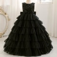 thumbnail image 4 of XXWXYD Sequin Flower Girl Dresses Wedding 𝖱uffles Sleeves Pageant Puffy Tulle Prom Gown Bridesmaid Princess Ball Gown Par𝗍y Dress First Comunion Christening 𝖱uffled Sleeve Flower Girl, 4 of 7