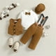 thumbnail image 2 of Gibobby Conjunto de pantalón para bebé Niños Pequeños Bebés Primavera Otoño Imprimir Pantalones De Manga Larga Mono Chaleco Sombrero Trajes 4PC Traje Ropa(Café, 0-6 Meses), 2 of 5