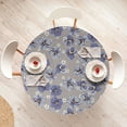 thumbnail image 4 of Ambesonne Springtime Fitted Round Tablecloth, Romantic Flowers Vintage, 56"- 60" Diameter, Ceil Blue and Warm Taupe, 4 of 5