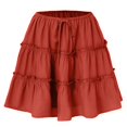 thumbnail image 4 of WTOBBY Women's High Waist Solid Color Summer Mini Skirt Anti-Static Lined Short Skirt with Built-in Shorts Casual Flowy A-Line Skirt for Daily Outing,Saffron S, 4 of 5