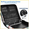 thumbnail image 4 of Zipper Binder with Shoulder Strap 2 inch 3 Ring Waterproof File Folder Organizer Bag 500 Sheet Coral Pink Sea Creature, 4 of 8