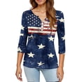 thumbnail image 4 of 4th of July Shirts for Women Plus Size 3/4 Sleeve Tshirts Casual American Flag Print Pullover Independence Day Patriotic Tops USA 250th Anniversary Celebration Party V Neck Blouses White L, 4 of 6
