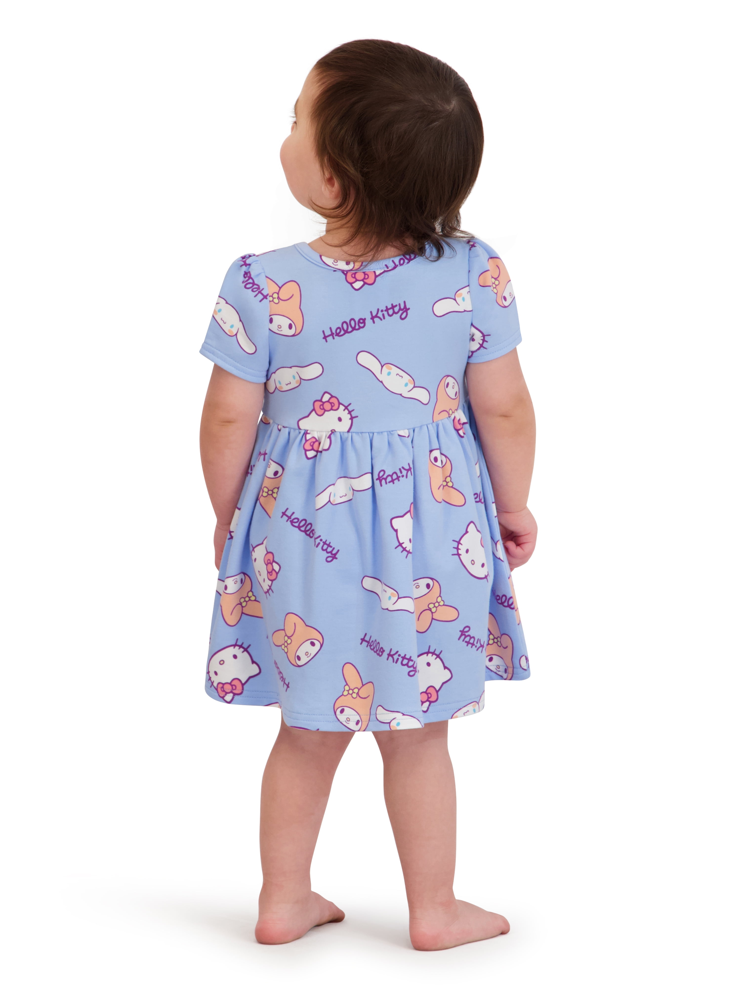 Hello Kitty Baby Girl Viscose French Terry Dress and Panty Set, Sizes 0-24 Months
