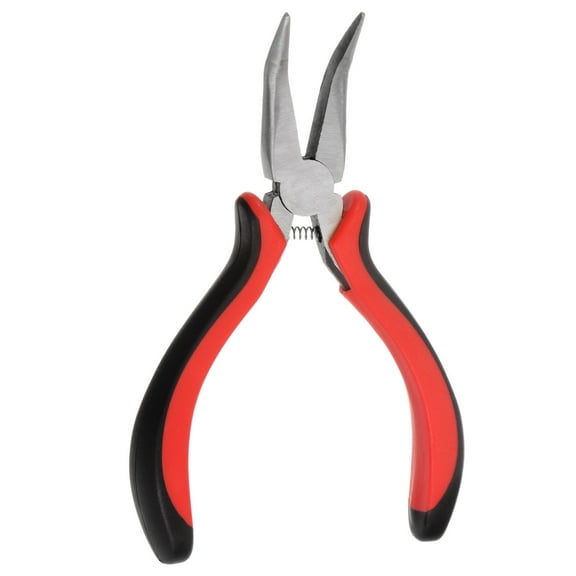 Uxcell Mini Bent Nose Pliers 5" Toothless Curved Precision Plier with Plastic Handle for DIY Crafts