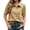 Khaki, variant on Summer Solid Color Puff Sleeve Women Button Down Lapel Blouse Tops