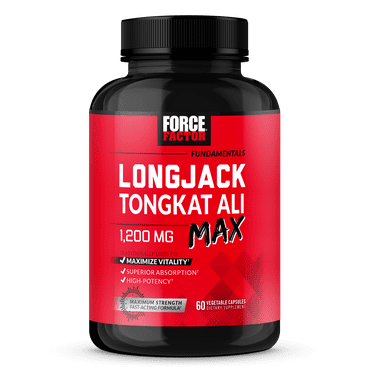 Longjack Tongkat Ali Max for Men, Male Stamina and Vitality Supplement Made with Tongkat Ali Extract and Key Natural Ingredients for Superior Absorption, 1200mg, 60 Capsules by Force Factor