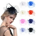 thumbnail image 5 of Yeetfub Fascinators Hat Derby Hats for Women 2024 Hats for Women Fascinators Womens Flower Feather Hat for Tea Party Cocktail Ball Wedding Church ky Derby Hats Wedding Hats for Women,Navy, 5 of 5