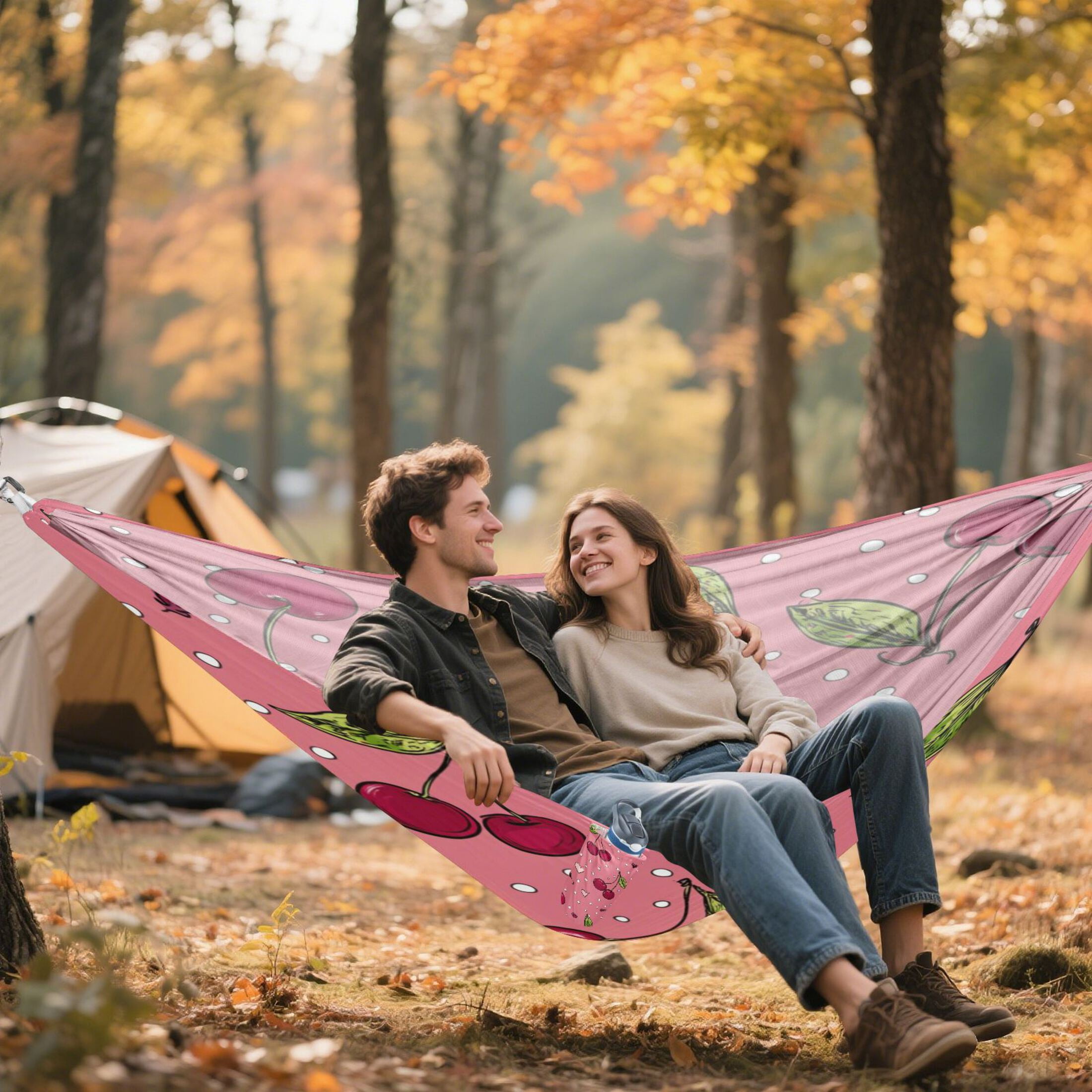 Hammock Camping Hammock Nylon Portable Hammock Travel Camping Hammock Sweet Cherry Chart Pattern
