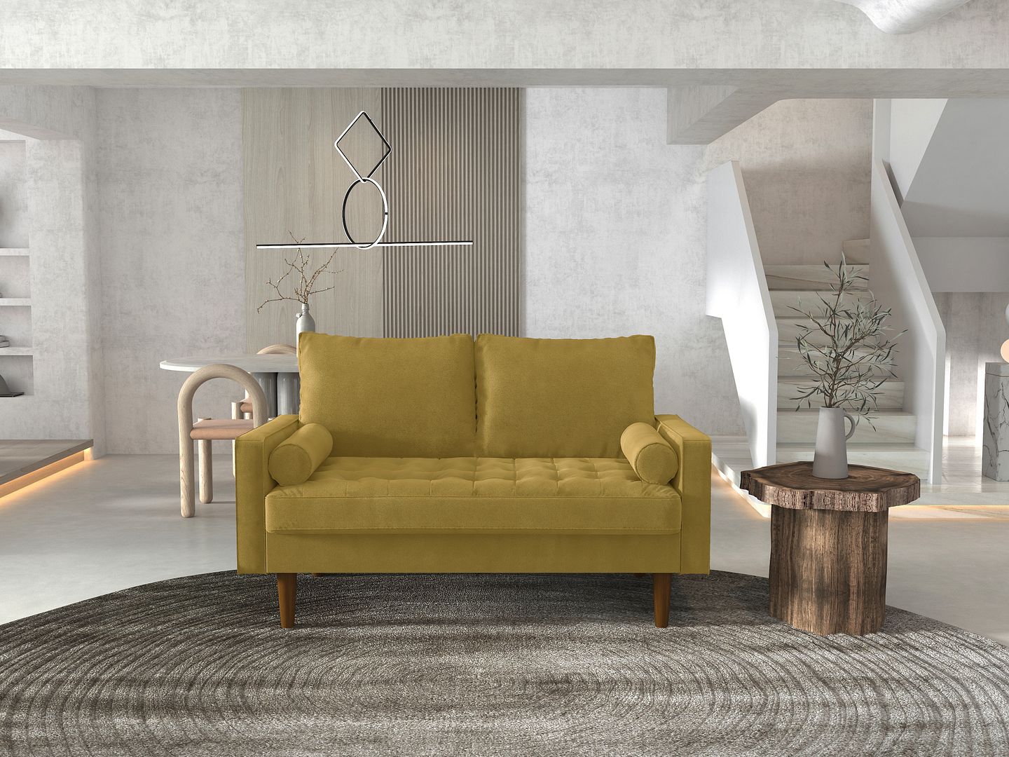 Koby Home's Collection Miller MidCentury Buttontufted Loveseat
