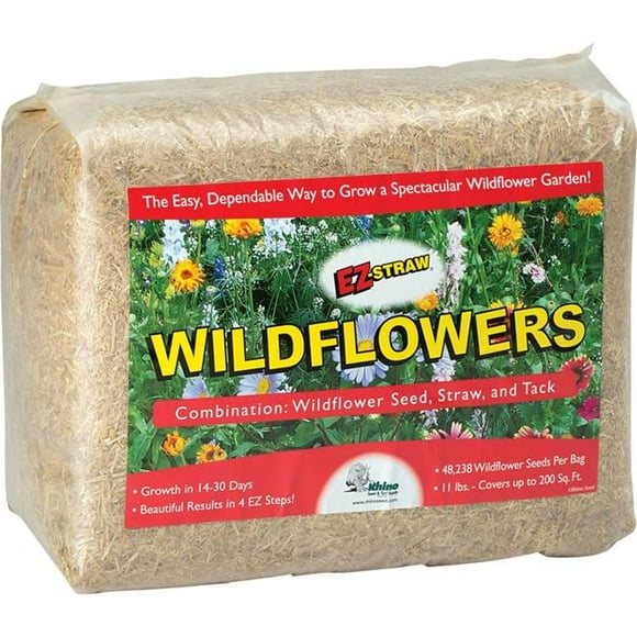 Rhino Seed & Landscaping MLEZWILDLOWER11 Ez-Straw Wildflower Straw Tack Covers