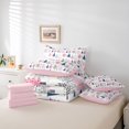 thumbnail image 6 of Manfei Shabby-Chic Snowflake 7-Piece Twin Bedding,Xmas Farm Cattle Bedding Comforter Set,Pink Reversible, 6 of 7