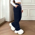 thumbnail image 3 of Mitankcoo Girls Cargo Wide Leg Pants Elastic Drawstring High Waist Casual Trousers with Multi Pockets for Kids Daily 5-15Y, 3 of 8