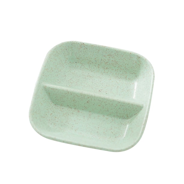 Inteprter de condimento de paja de trigo, cuadrado dividido, para salsas, para aperitivos, bandejas de almacenamiento, Cocina y Comedor verde