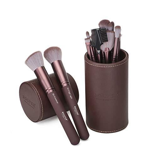 BOLVER Makeup Brushes 16pcs Premium Synthetic Makeup Brush Set professional, for all makeup using (Eyeshadow, Eyebrow, Concealer, Foundation, Blusher, loose powder, mixing brushes stuff.