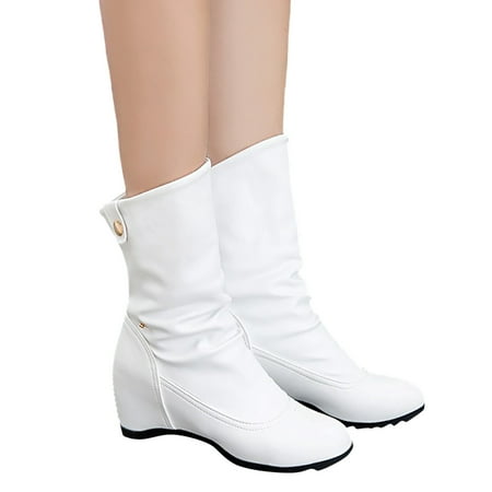 GHSOHS Cowboy Boots for Women Knee High Boots Womens Work Shoes Black Boots Knee High Boots Soild Leather High Slope Heel Short Boots Rain Boots Dress Shoes Hiking Boots Shoes Combat Boots Size 38