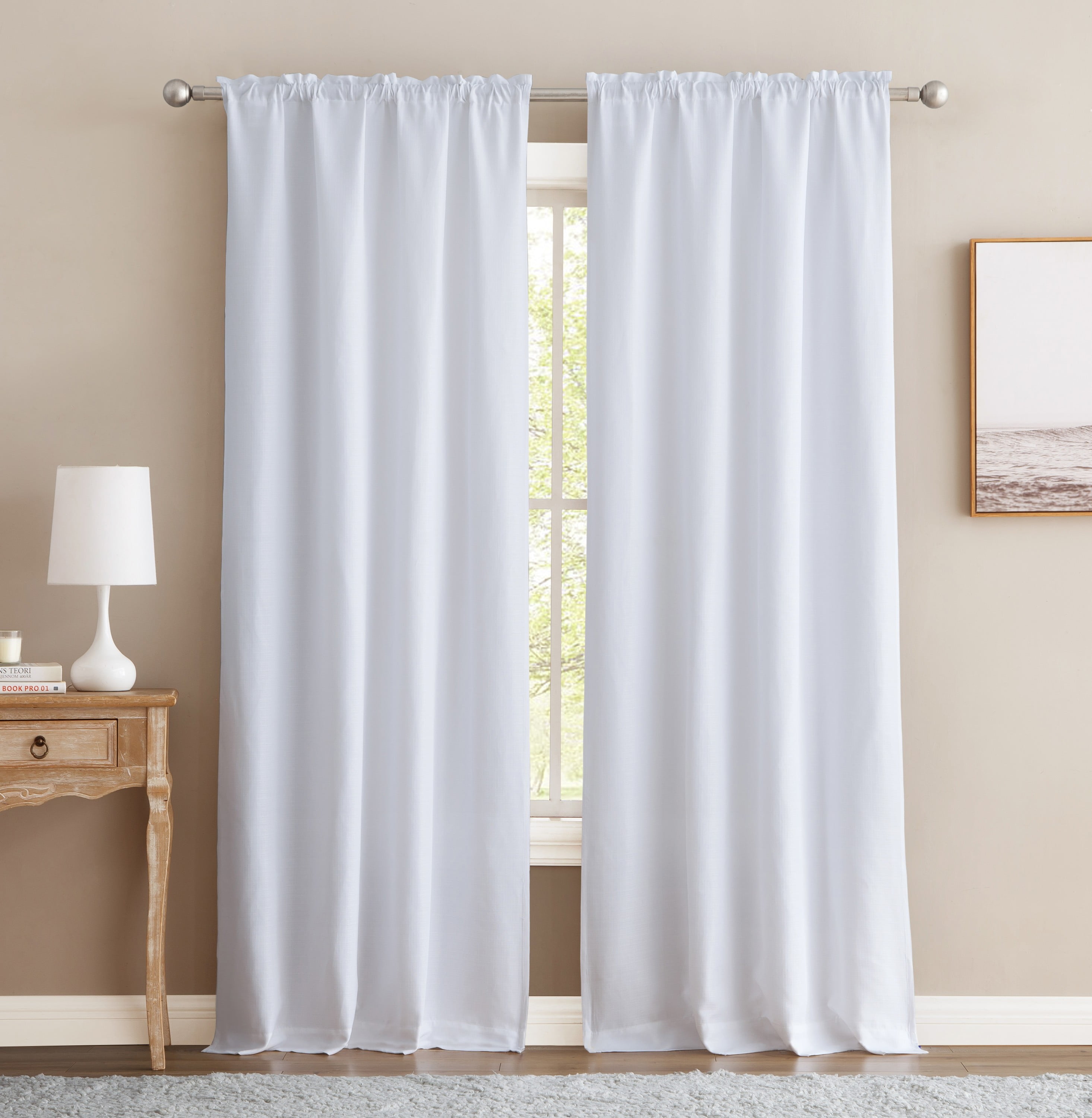 Mainstays Bennett Textured Curtain, Set Of (2), 80" X 84", White