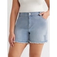 thumbnail image 4 of Sofia Jeans Women's Plus Size Lila Relaxed Mid Rise Frayed Hem Easy Shorts, 5" Inseam, Sizes 14W-28W, 4 of 6