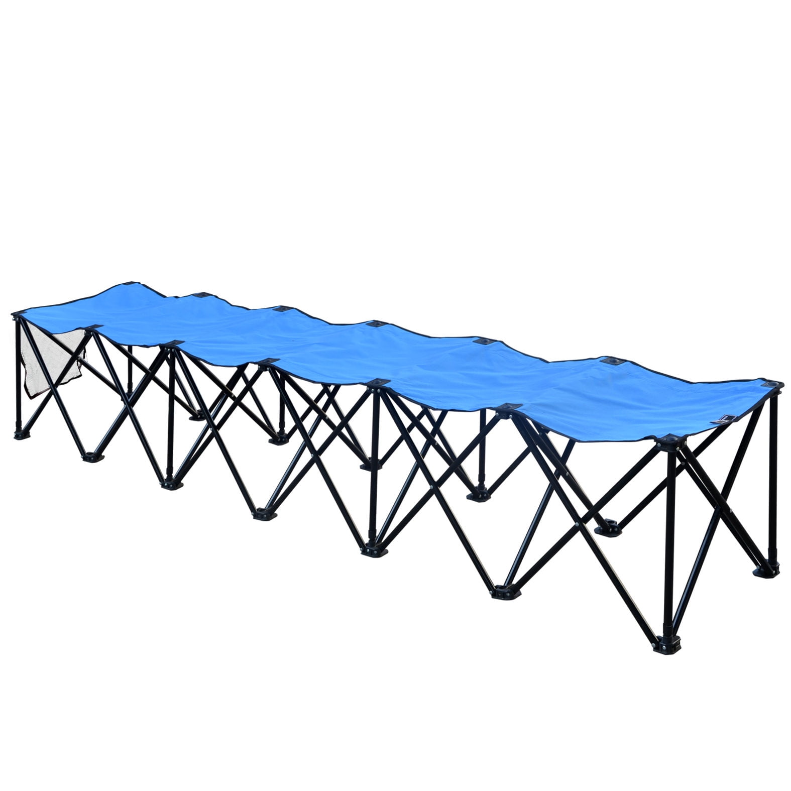 Sunrise Portable Outdoor 6 Person Sideline Bench Folding Team Sport Bench, Blue