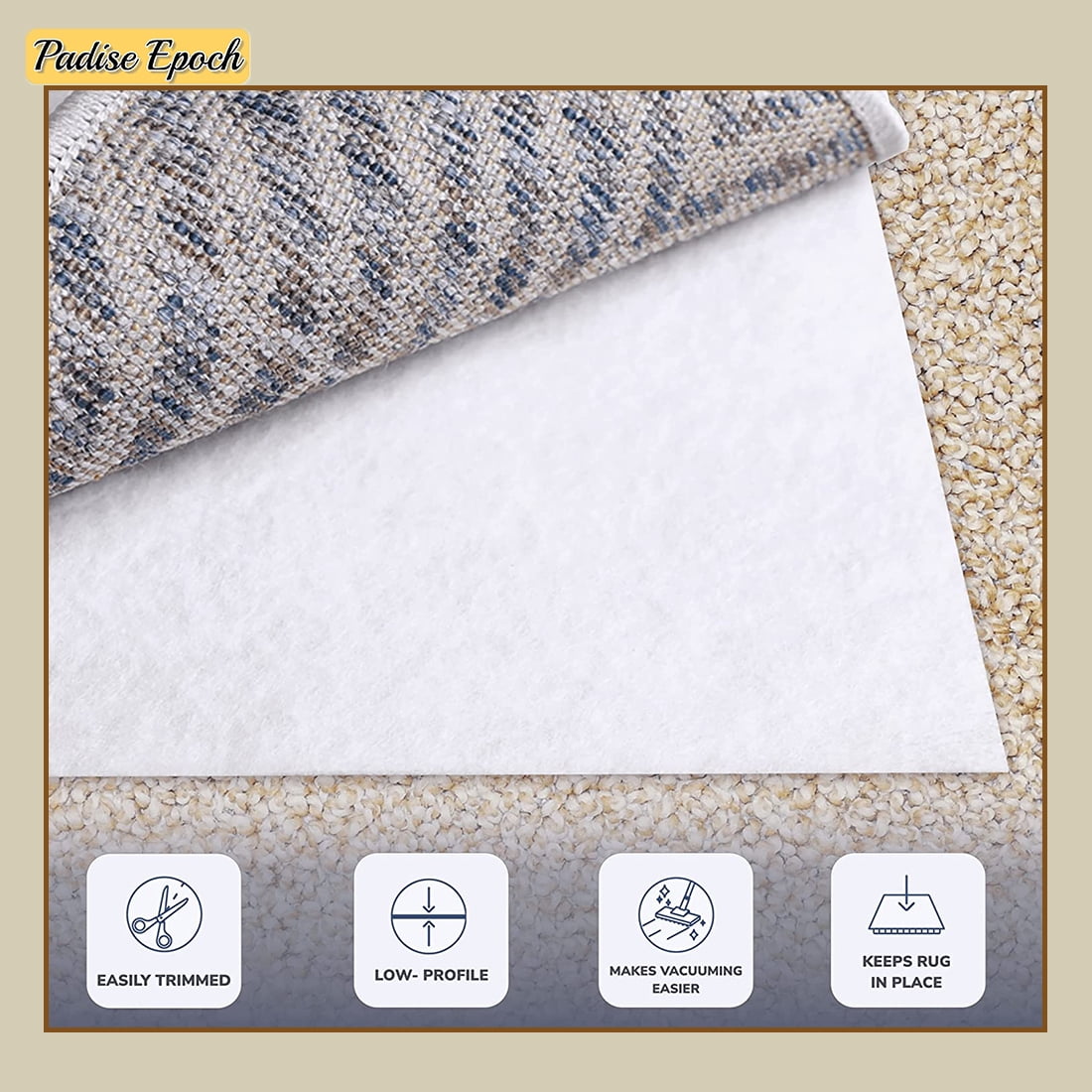 Nevlers Non Skid Rug Pad 8x10 ft | Extra Thick Rug Gripper | Premium Non  Slip Rug Pads |White Runner Rug Pad |Reversible Area Rug Pad Gripper | Anti