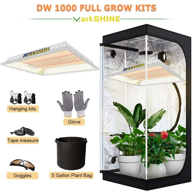 MarkSHINE DW 1000 Grow Light Bulbs + Grow Tent Kit, Indoor Full Spectrum LEDs Sunlike Veg Flower All Stage Hydroponics 600W 1000W 2000W No noise - Walmart.com