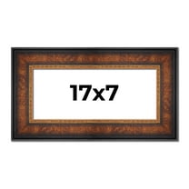 17x7 Frame Brown Walnut Gold Ornate Trim Solid Wood Plein Air Picture Frame | 3 Inch Moulding Width
