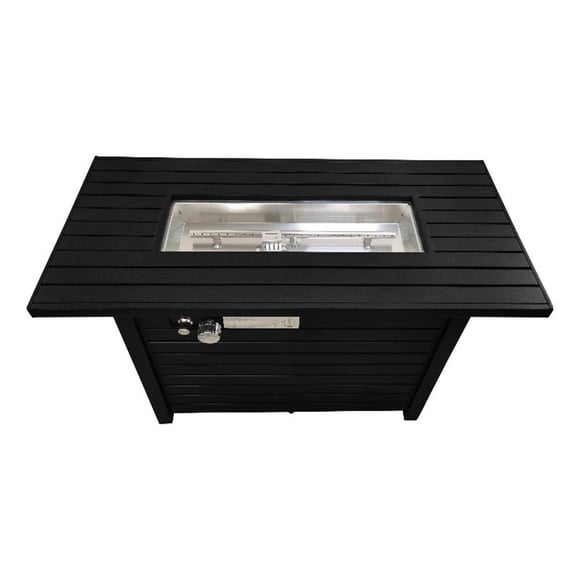 Living Source International 42'' W Metal Outdoor Fire Pit Table w/ Lid in Black