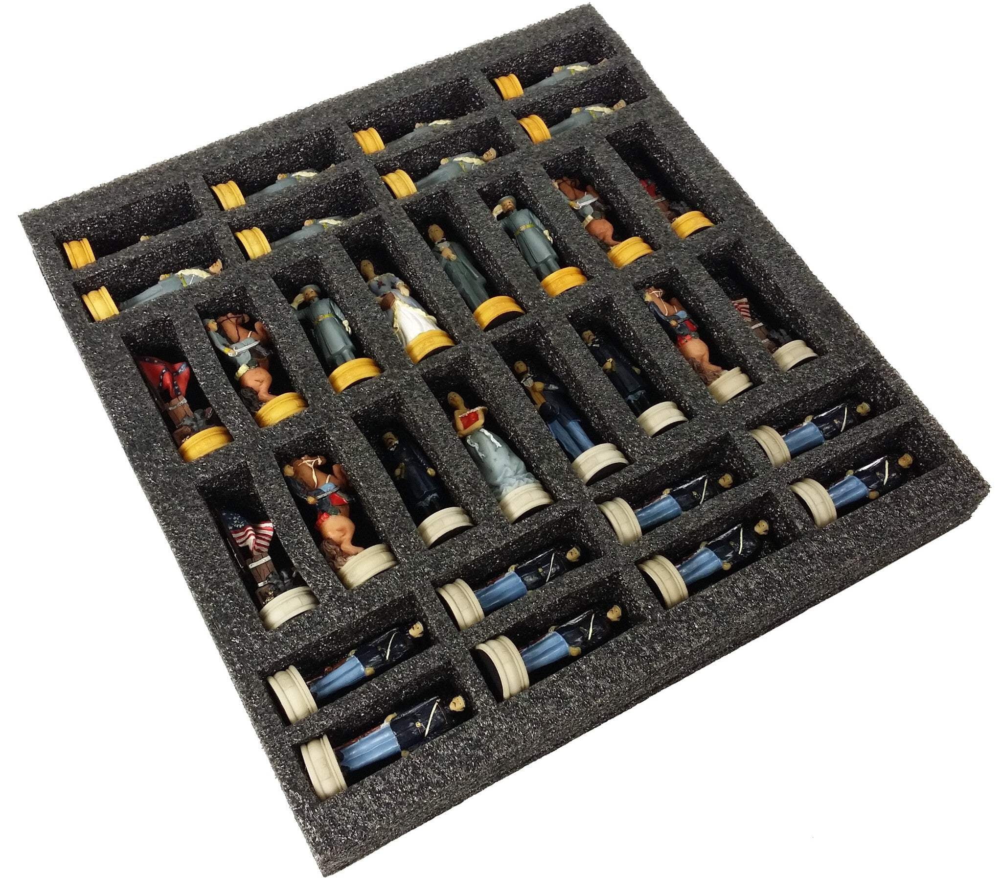US American Civil War Queens Chess Set W 18" Cherry  Burlwood Color Board