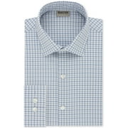 Kenneth Cole Mens Plaid Button Up Dress Shirt, Blue, 15.5" Neck 32"-33" Sleeve