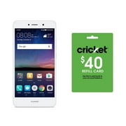 Cricket Wireless Huawei Elate Prepaid Smartphone 16GB, Silver and $40 Email Delivery Refill Card