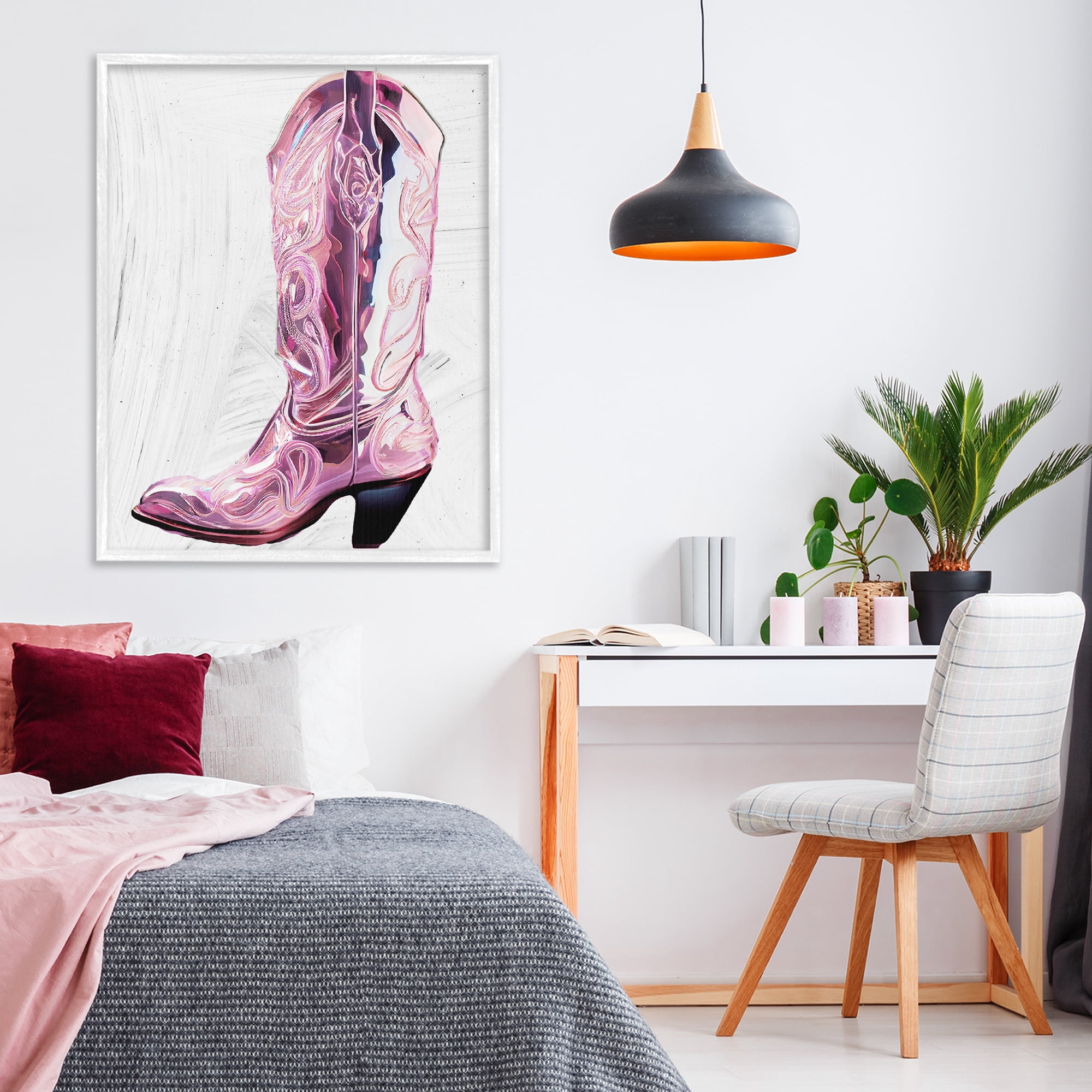 Cowgirl Cinderella's Boot White Framed Giclee Art, design by Sasha
