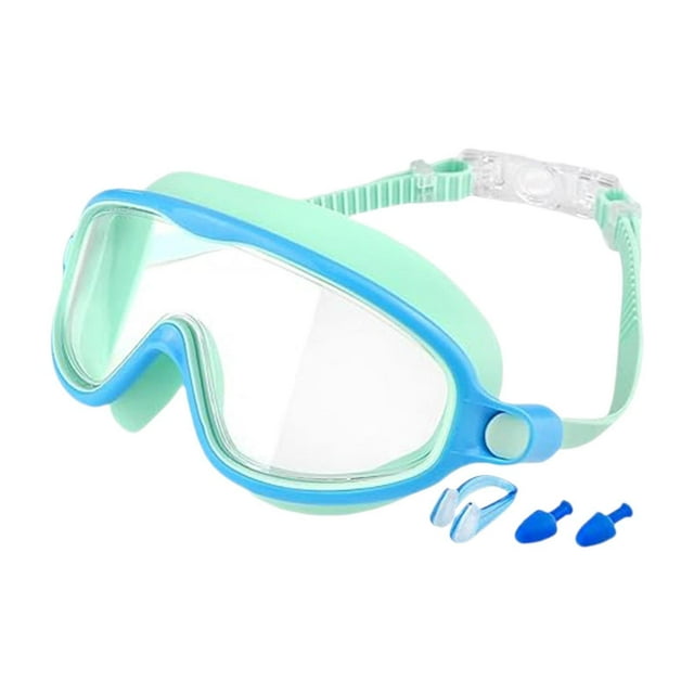 Gafas de natación para niños, cómodas y ajustables, para niños y niñas al aire libre. Verde y azul