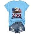 thumbnail image 6 of UngA Women's 250th America Anniversary Casual Printed Crew Neck T-Shirt USA Flag Tee 250 Years of Freedom Womens Shirts S,Sky Blue, 6 of 8